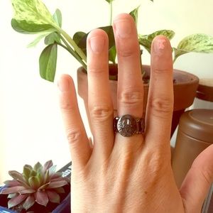 Marc Jacobs Lock Ring in Gunmetal - Size 6